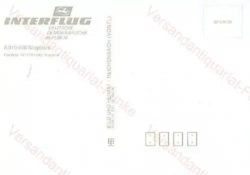 Interflug Postkarte Airbus A 310 mit Gangway
 Ansichtskarte / Postkarte - Verlagsnummer: Z 01 15 1041 K Karte des Airbus A 310 / 208. 