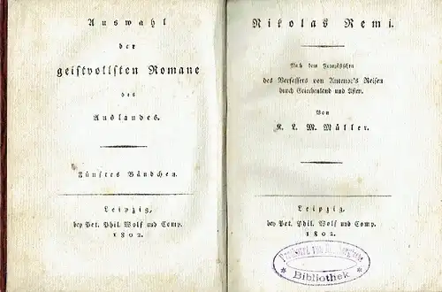 Nikolas Remi
 Nach dem Französischen des Verfassers von Antenor's Reisen durch Griechenlend und Asien. 