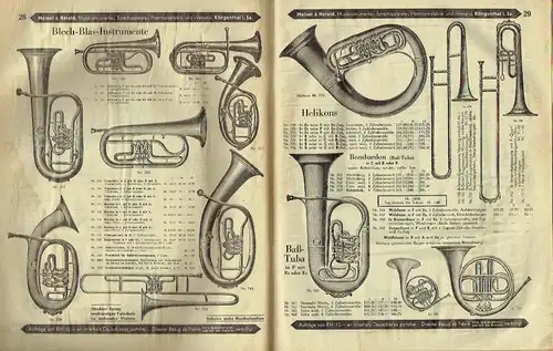 Hauptkatalog der Meinel & Herold Sprechapparate-Fabrik Klingenthal
 Musikinstrumente und Sprechapparate. 