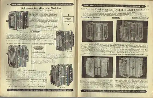 Hauptkatalog der Meinel & Herold Sprechapparate-Fabrik Klingenthal
 Musikinstrumente und Sprechapparate. 