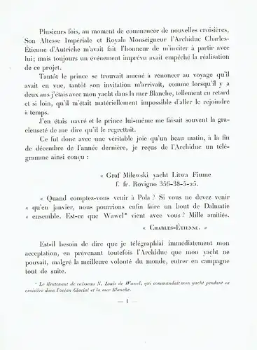 Graf Milewski: Une Petite Croisière en Très Haute Compagnie. 