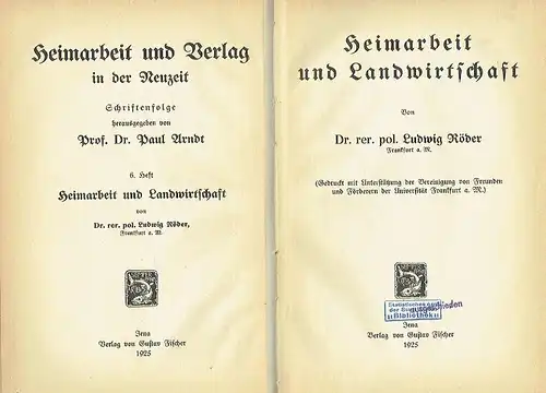 Ludwig Röder: Heimarbeit und Landwirtschaft. 