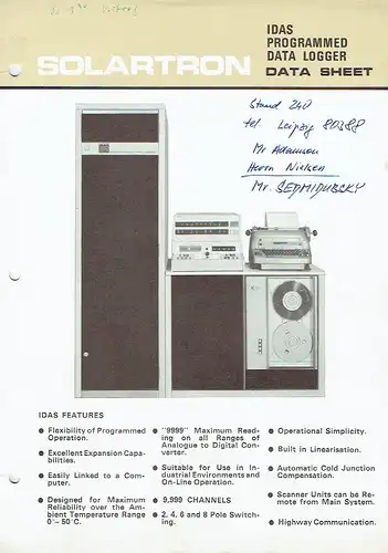 Prospekt IDAS Programmed Data Logger Data Sheet. 