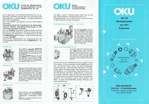 3 Prospekte
 OKU Klein-Automation / Universal-Schraubeinheit US 100 / Okumat. 