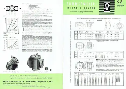 6 Prospekte für Filtertechnik, Magnetfilter, Micro-S-Filter. 