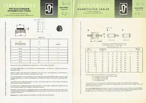 6 Prospekte für Filtertechnik, Magnetfilter, Micro-S-Filter. 