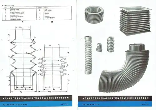 Prospekt für Faltenbälge. 