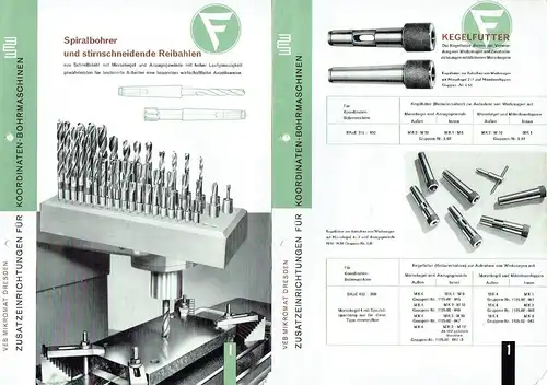 7 Prospekte für Zentrierspitze, Kreisteiltische und Zubehör. 