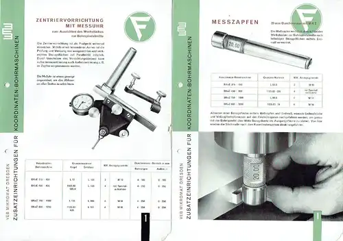 7 Prospekte für Zentrierspitze, Kreisteiltische und Zubehör. 