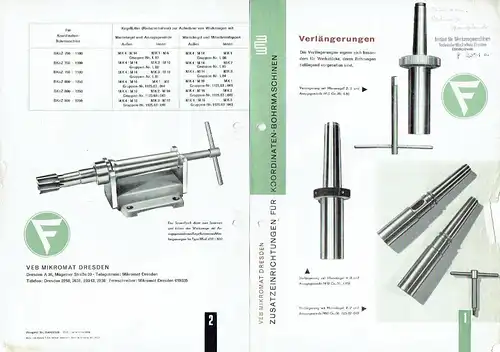 7 Prospekte für Zentrierspitze, Kreisteiltische und Zubehör. 