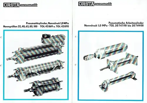 2 Prospekte für Pneumatikzylinder und Pneumatische Arbeitszylinder.