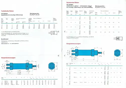 2 Prospekte für Pneumatikzylinder und Pneumatische Arbeitszylinder. 