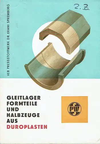Katalog für Gleitlager, Formteile und Halbteile aus Duroplasten. 