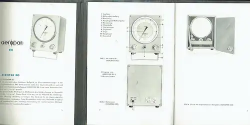 Bedienungsanleitung für Meßgeräte Aeropan BO, BO-II, BO-IV, BO-IX und Aerocon BH-4. 