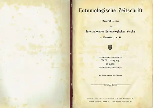 Entomologische Zeitschrift
 Zentral-Organ des Internationalen Entomologischen Vereins zu Frankfurt a. Main. 