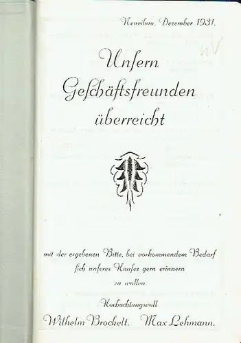 Taschenmerkbuch 1932. 