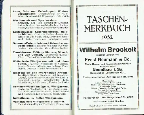 Taschenmerkbuch 1932. 