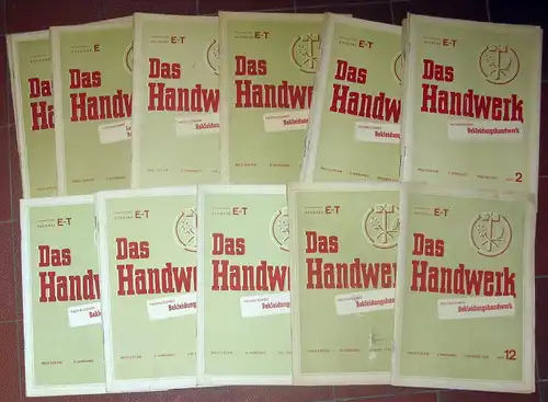 Konvolut von 25 Heften: Das Handwerk
 Zeitschrift für das deutsche Handwerk
 Ausgabe E-T: Fachausgabe Bekleidungshandwerk (Konvolut aus dem 4.-6. Jahrgang). 