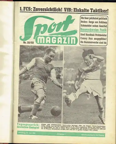 21 Hefte Sport-Magazin und Der Kicker
 Konvolut des Jahres 1952. 