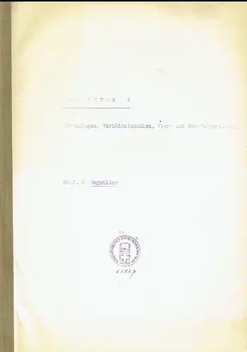 Prof. Walter Wegmüller: (Grundlagen, Verhältniszahlen, Vier- und Mehrfeldertafeln)
 Statistik. 