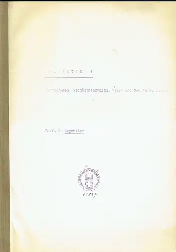Prof. Walter Wegmüller: Statistik
 (Grundlagen, Verhältniszahlen, Vier- und Mehrfeldertafeln). 