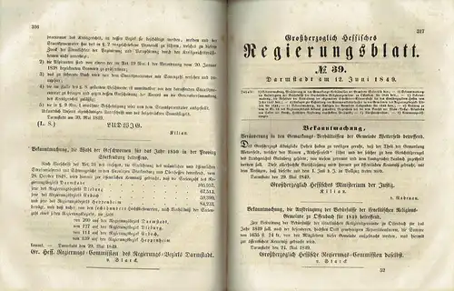 Großherzoglich Hessisches Regierungsblatt auf das Jahr 1849. 