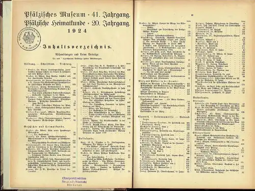 Pfälzisches Museum / Pfälzische Heimatkunde
 Zeitschrift des Vereins Historisches Museum der Pfalz e. V. (Historischer Verein der Pfalz), des Pfälzischen Vereins für Naturkunde "Pollichia", des.. 