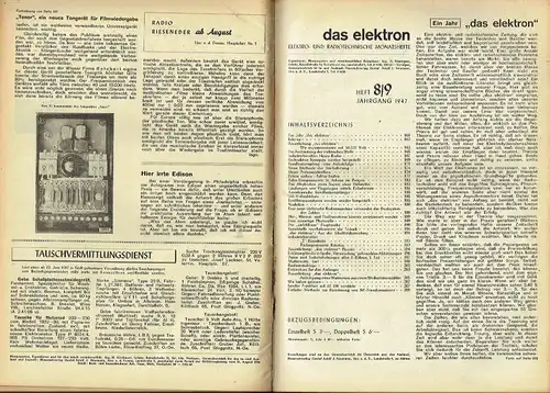 Das Elektron
 Elektro- und Radiotechnische Monatshefte. 