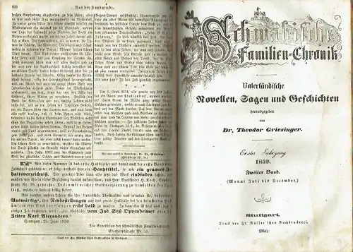 Schwäbische Familien-Chronik
 Vaterländische Novellen, Sagen und Geschichten. 