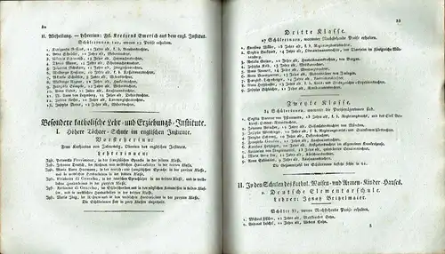 Den Eltern und Schulfreunden gewidmet
 Verzeichniß der Schüler und Schülerinnen, welche im Jahre 1821/22 sowohl in der höhern Bürgerschule, als in den Werktags-, Sonntags- und Industrieschulen der Stadt Augsburg Unterricht erhielten. 