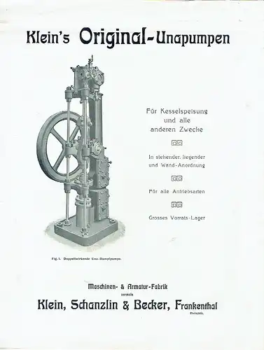 Klein's Original-Unapumpen
 Prospekt. 