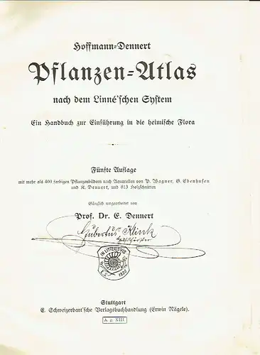 Hoffmann: Ein Handbuch zur Einführung in die heimische Flora
 Pflanzen-Atlas nach dem Linné'schen System. 