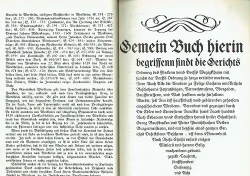 Gemeinbuch von Wenkheim Amts Tauberbischofsheim in Baden
 angefangen ... 1578, geschlossen ... 1873. 