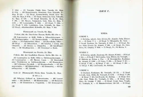 Katalog der Ausstellung zur Konferenz baltischer Archäologen in Riga 1930. 