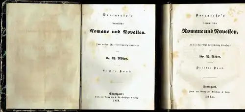 Boccaccio: Boccaccio's sämmtliche Romane und Novellen
 Zum ersten Mal vollständig übersetzt von Dr. W. Röder. 