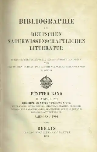 Bibliographie der deutschen naturwissenschaftlichen Litteratur. 