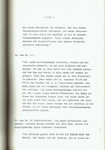 Dokumentation I
 Berichte und Aussagen von Augenzeugen über die Ausschreitungen vom 29./30. Juni 1968 in Zürich. 