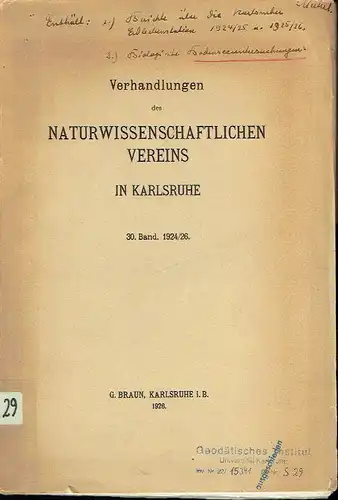 Verhandlungen des naturwissenschaftlichen Vereins in Karlsruhe
 30. Band. 