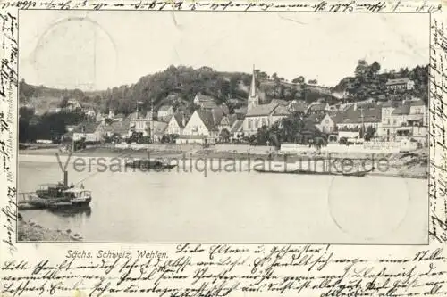 Sächsische Schweiz - Wehlen
 Ansichtskarte / Postkarte, Motiv aus Sachsen / Sächsische Schweiz, Verlagsnummer 106, benutzt 8.4.1907 Dresden. 