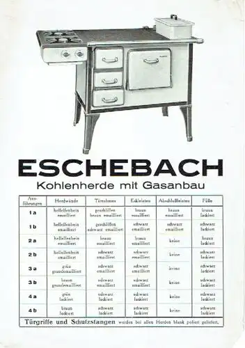 Eschebach Kohlenherd mit Gasanbau. 