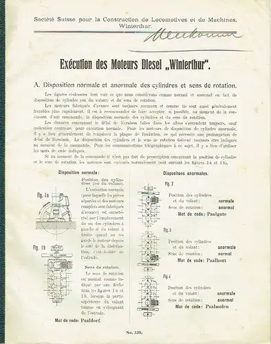 Exécution des Moteurs Diesel "Winterthur". 