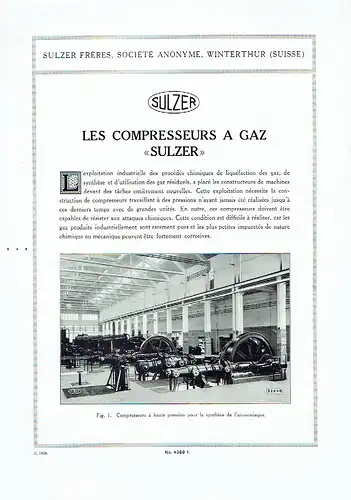 Les Compresseurs a Gaz "Sulzer"
 No. 4389 f. 