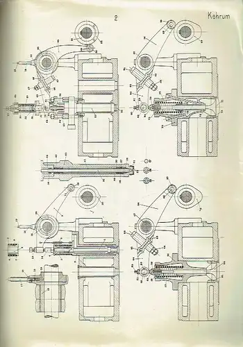 Tableaux des pièces des Moteurs Diesel "Winterthur"
 Construction horizontale, Type K
 No. 419. XI. 13. - 200. 