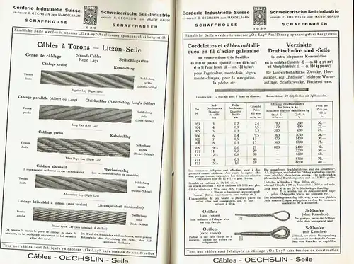 Oechslin-Seile
 Prospekte Nr. 101/2, 112, 111, 103/4. 