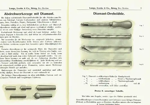 Lange, Lorcke & Co. Preisliste Diamantwerkzeuge. 