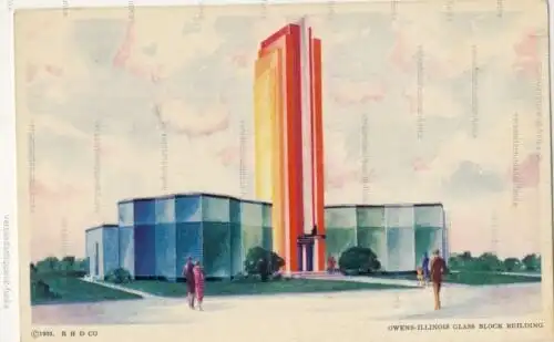 Owens-Illinois Glass Block Building / A Century of Progress Chicago 1933
 Ansichtskarte / Postkarte, Motiv aus den USA, unbenutzt. 