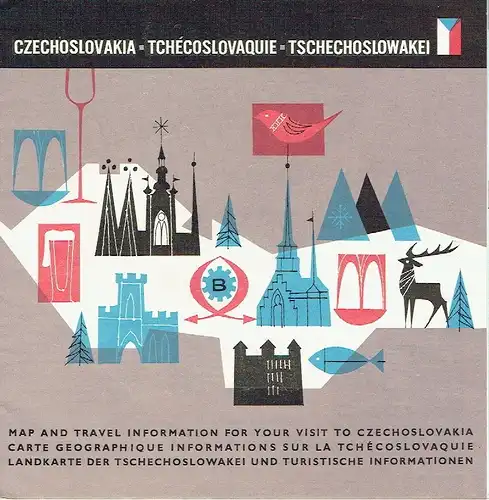 Landkarte der Tschechoslowakei und turistische Informationen. 