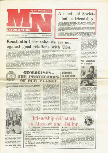 MN Information / Moscou News
 Nr. 63 (578) vom 14.-17. August 1984. 