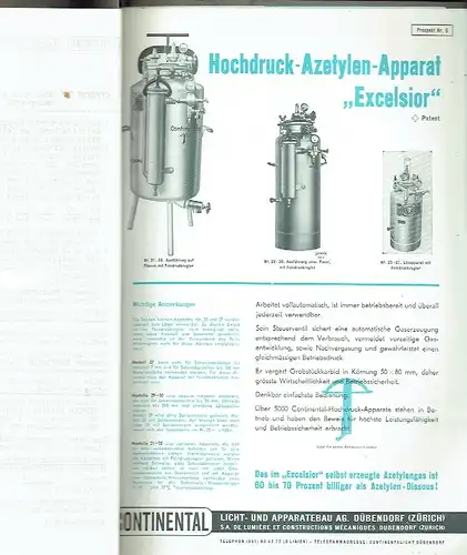 Prospekte und Offerte für Autogen-Schweissapparate. 