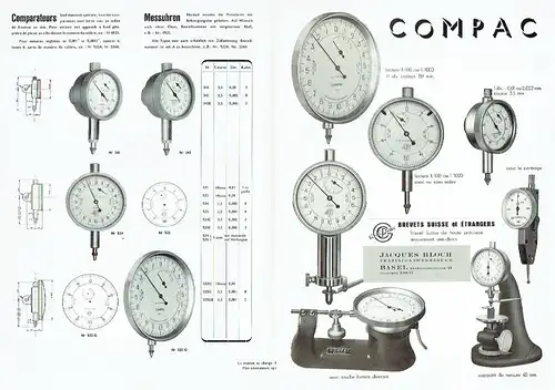 Prospekt für Compac Stossfeste Präzisions-Messgeräte. 